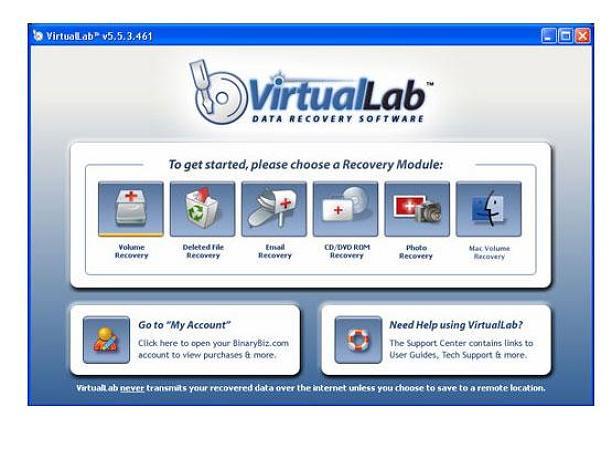 Screenshot af VirtualLab Data Recovery