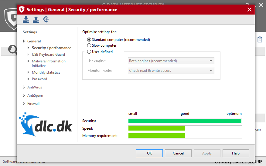 Screenshot af G DATA Internet Security