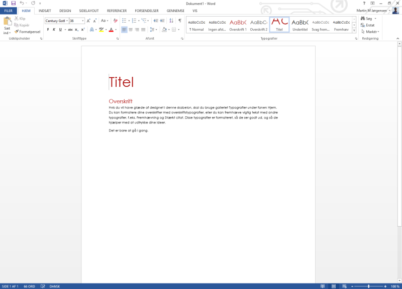Screenshot af Microsoft Office Home and Student