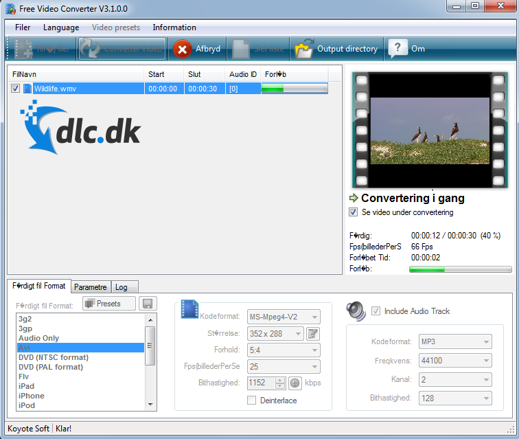 Screenshot af Free Video Converter