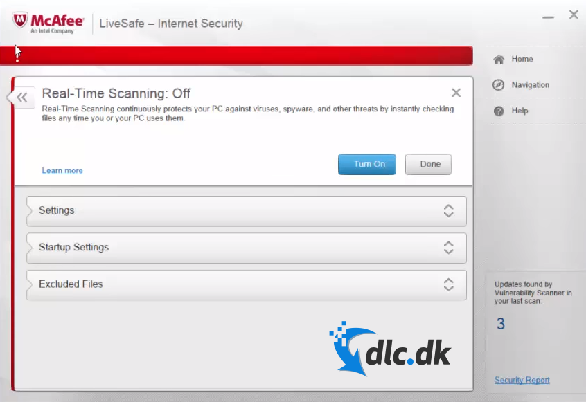 Screenshot af McAfee Internet Security
