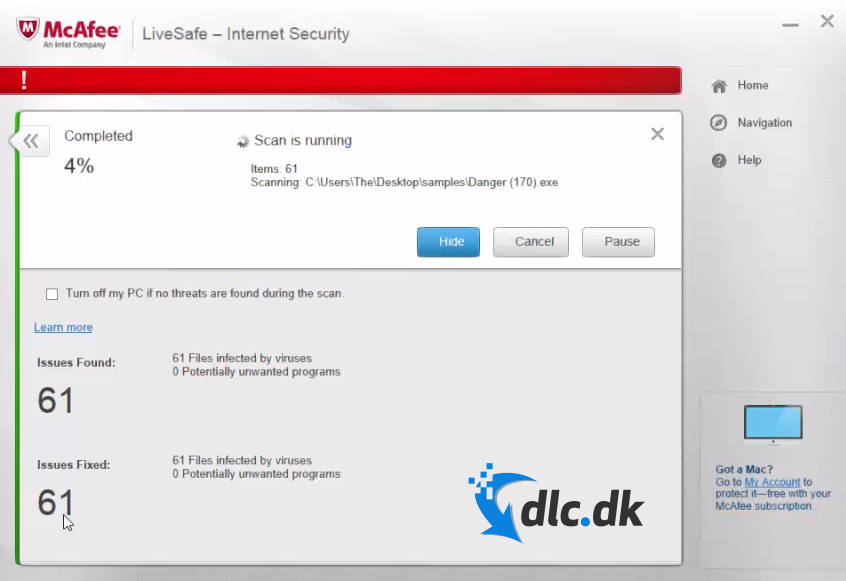 Screenshot af McAfee Internet Security