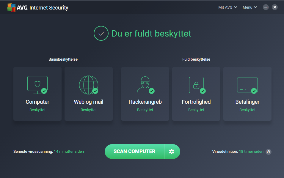 Screenshot af AVG Internet Security