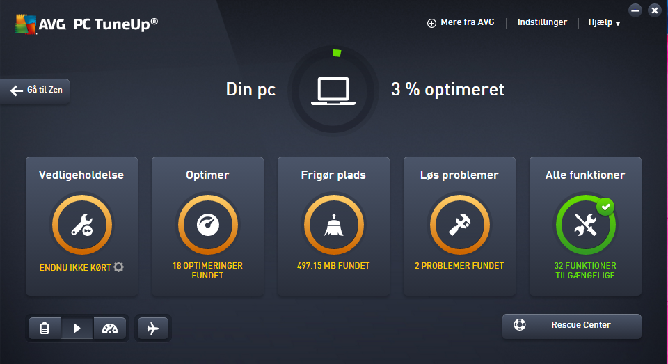 Screenshot af AVG PC Tuneup