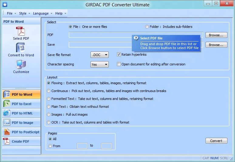 Screenshot af GIRDAC Free PDF Creator