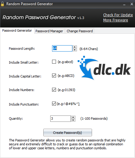 Screenshot af Random Password Generator