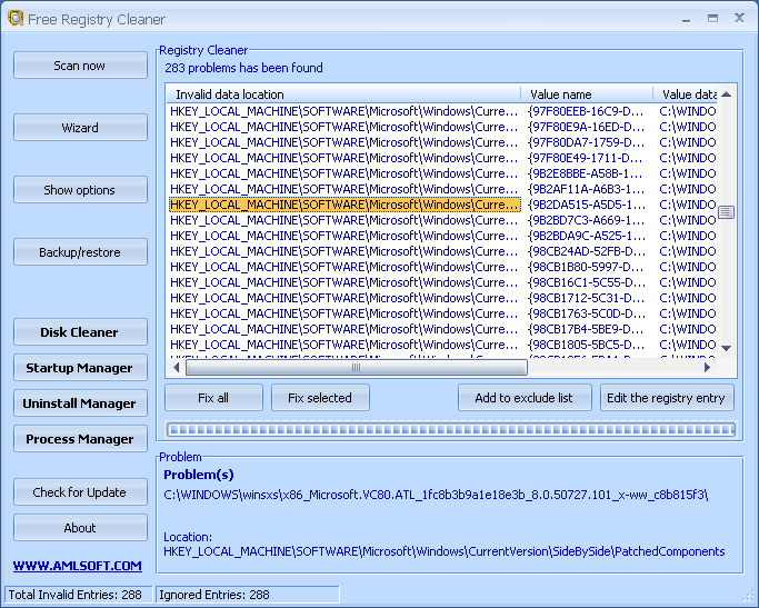 Screenshot af Free Registry Cleaner