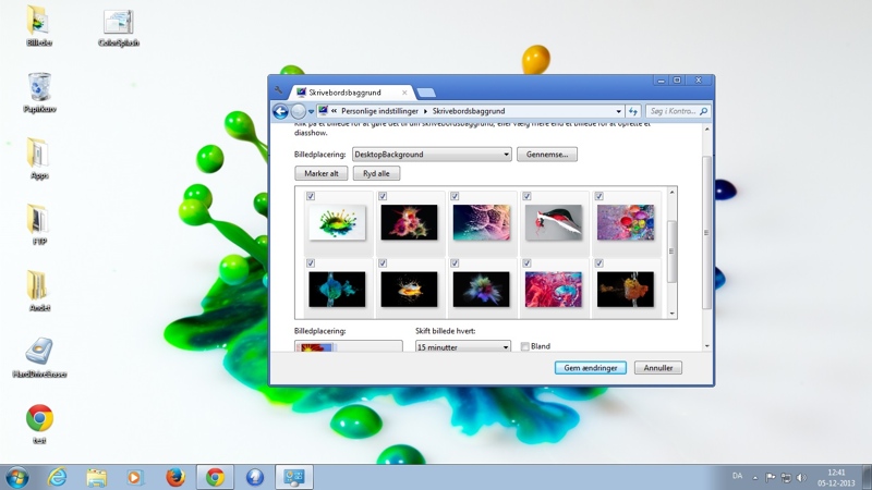 Screenshot af Farvesprøjt-tema