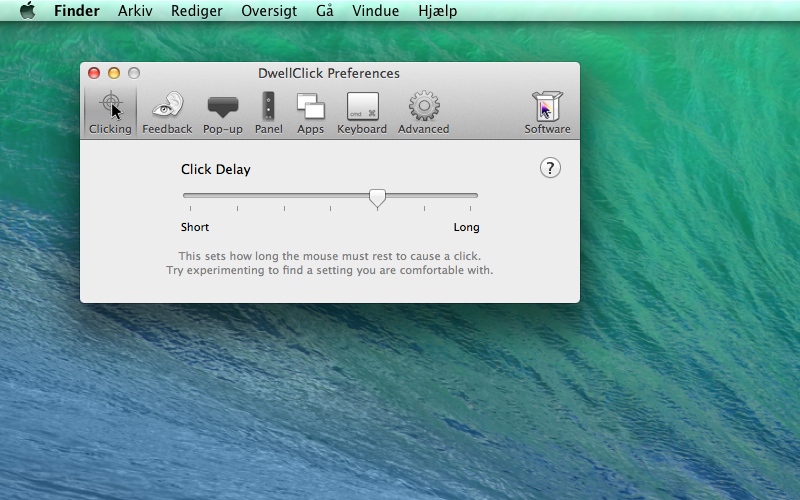 Screenshot af DwellClick til Mac
