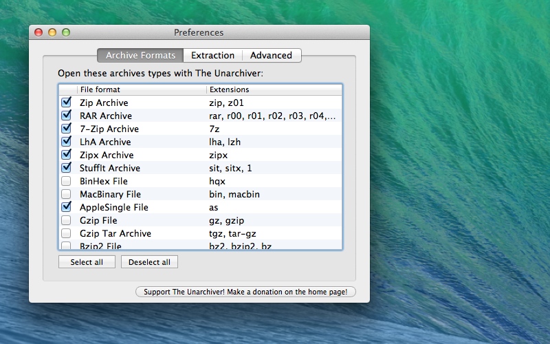Screenshot af The Unarchiver für Mac