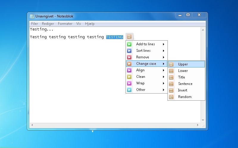 Screenshot af Dolphin Text Editor Menu