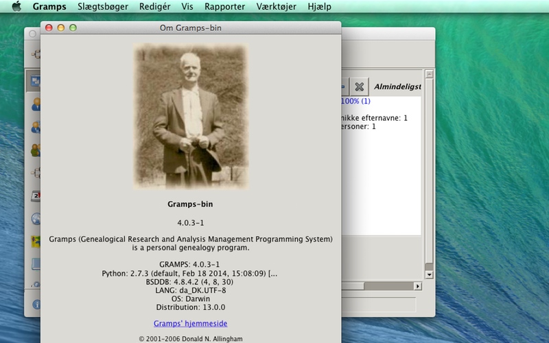 Screenshot af Gramps für Mac