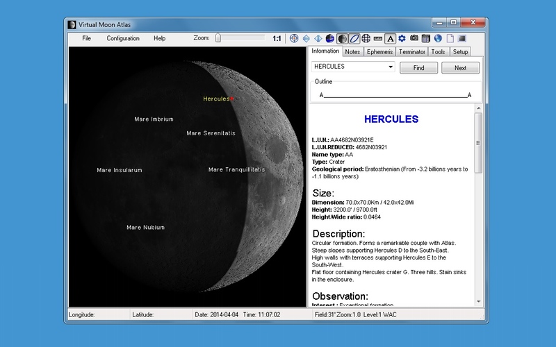 Screenshot af Virtual Moon Atlas