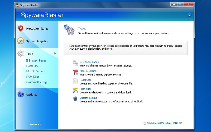 Screenshot af SpywareBlaster