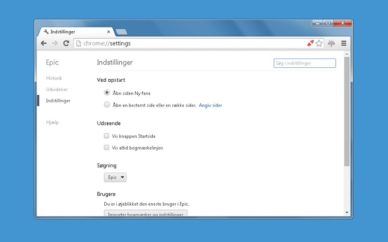 Screenshot af Epic Privacy Browser (Deutsch)
