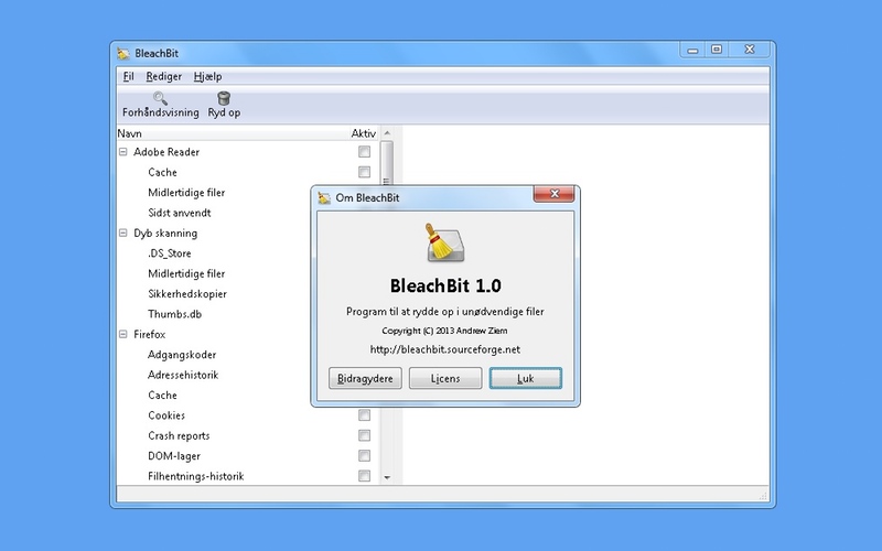Screenshot af BleachBit (Deutsch)