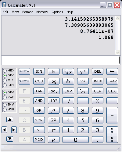 Screenshot af Calculator.NET