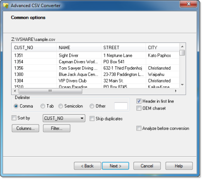 Screenshot af Advanced CSV Converter