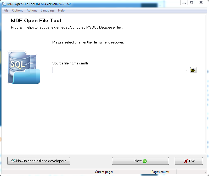 Screenshot af MDF Open File Tool