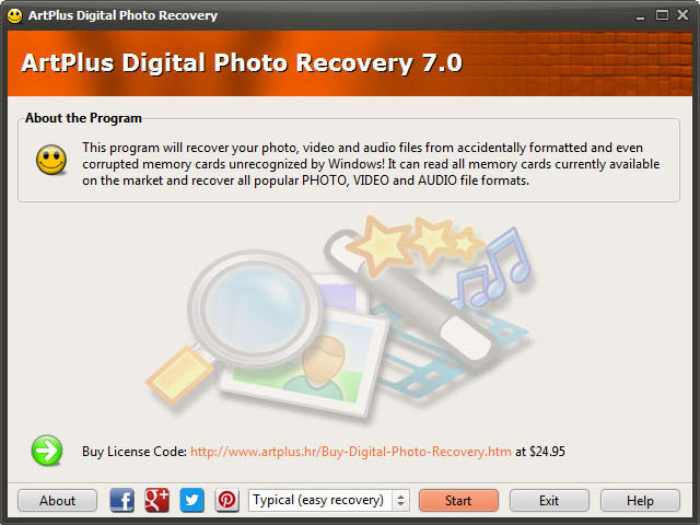 Screenshot af Artplus Digital Photo Recovery
