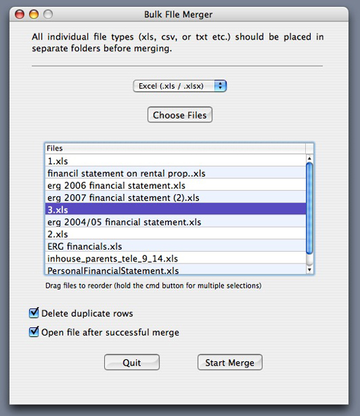 Screenshot af Bulk File Merger (Für Mac)