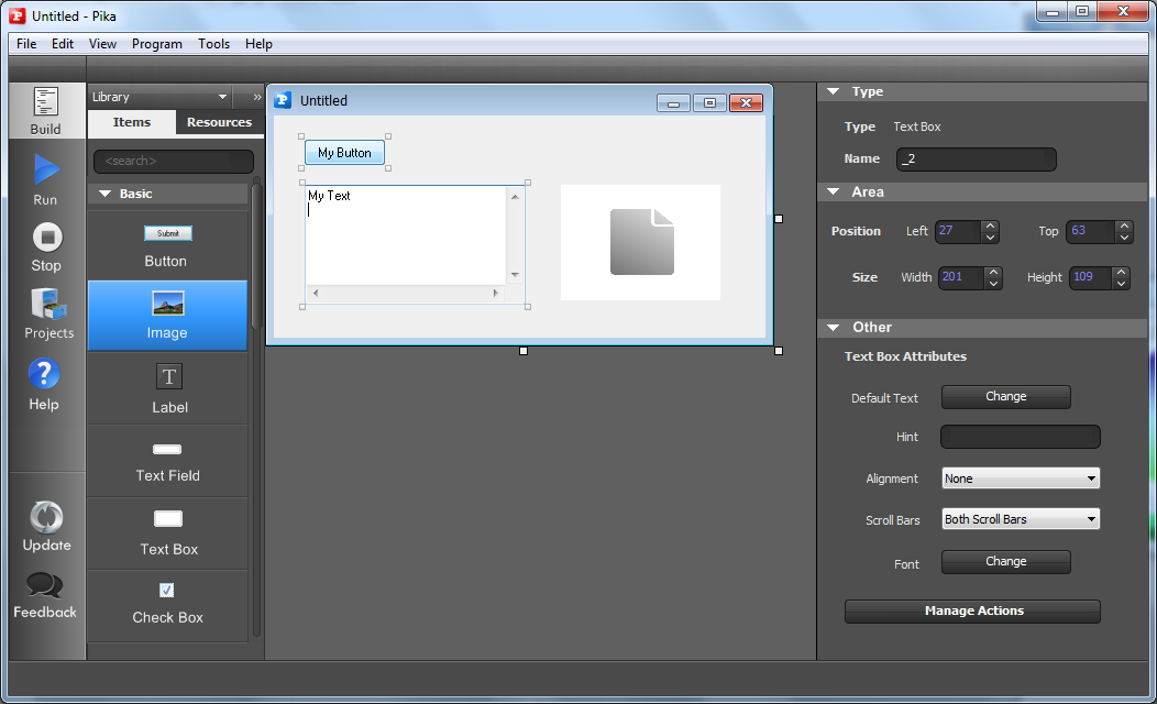 Screenshot af Pika Software Builder