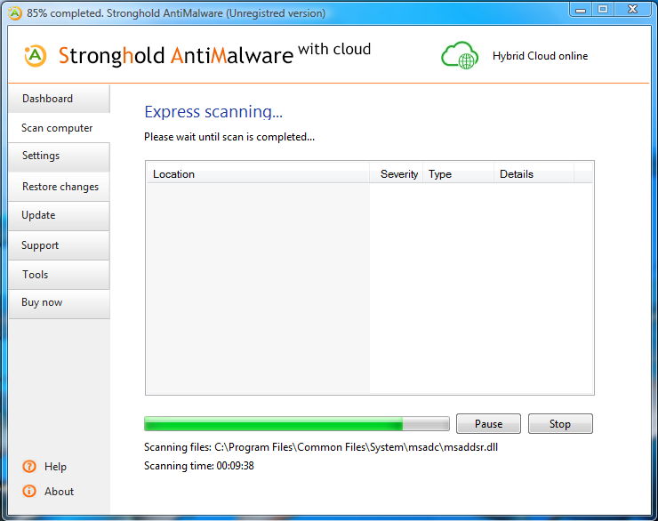 Screenshot af Stronghold AntiMalware