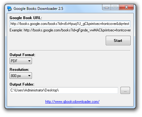 Screenshot af Google Books Downloader