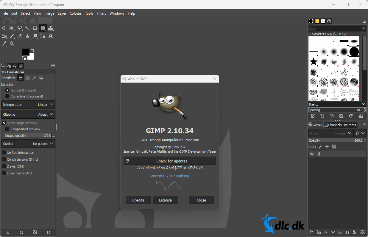 Screenshot af GIMP