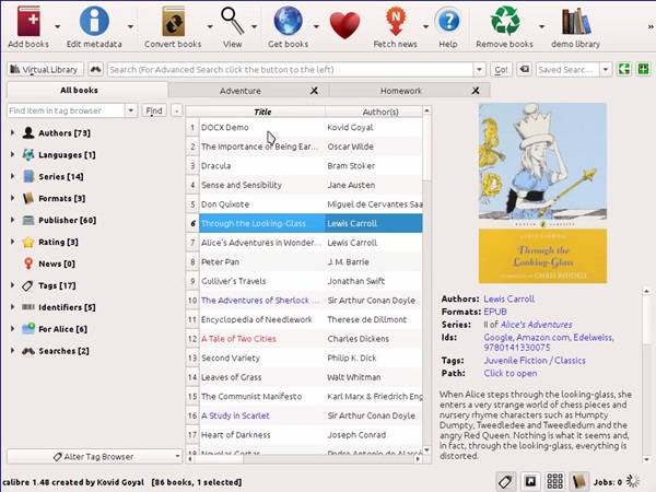 Screenshot af Calibre für Mac