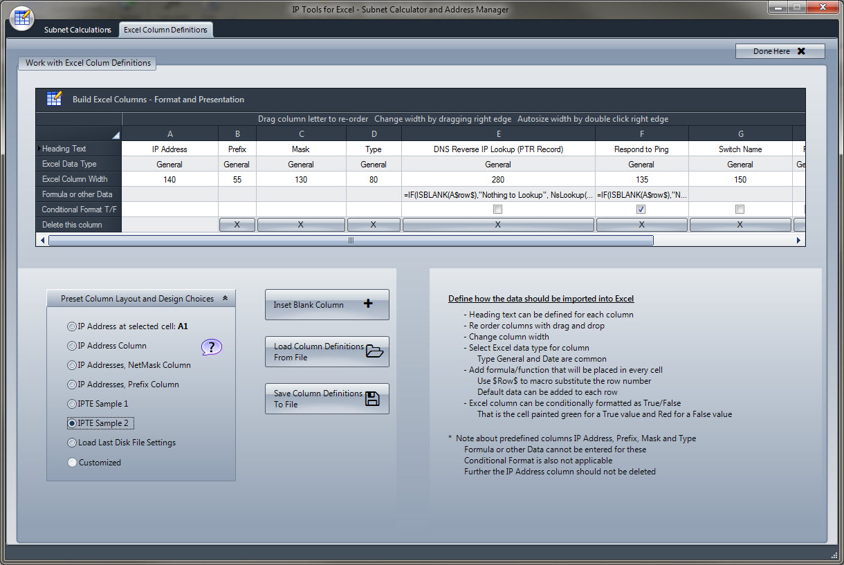 Screenshot af IP tools for Excel