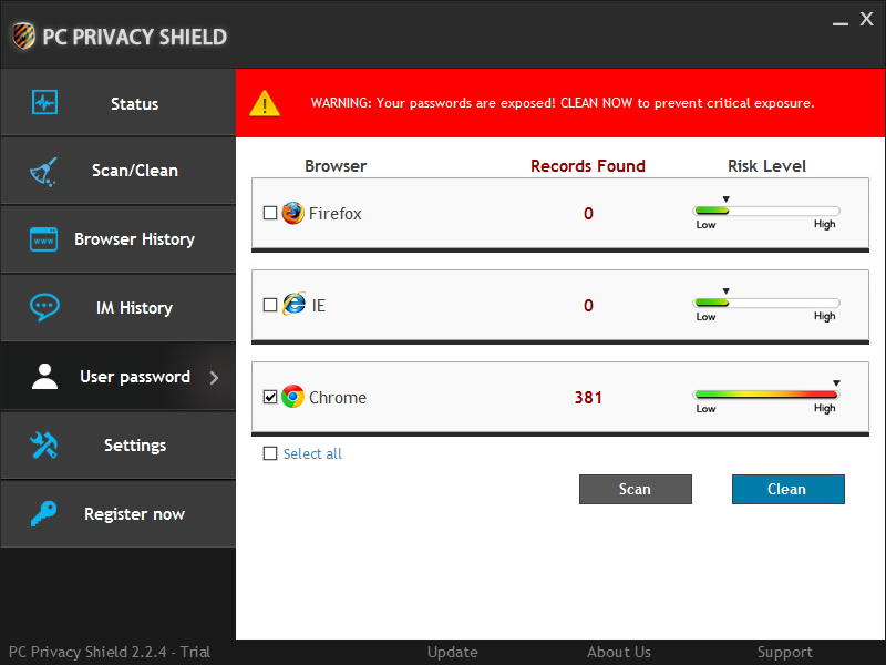 Screenshot af PC Privacy Shield
