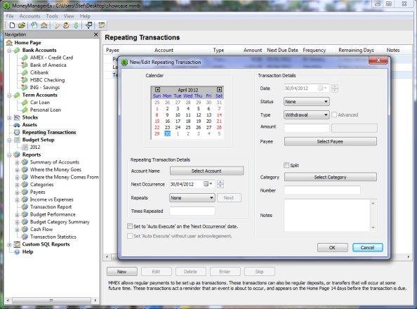 Screenshot af Money Manager EX für Mac