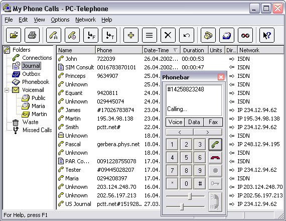 Screenshot af PC-Telephone