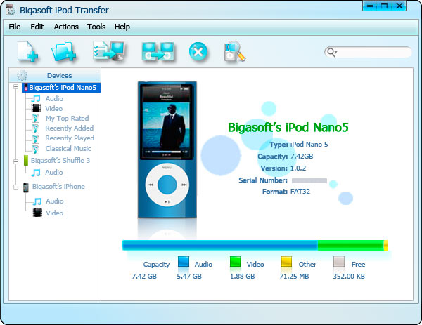 Screenshot af Bigasoft iPod Transfer