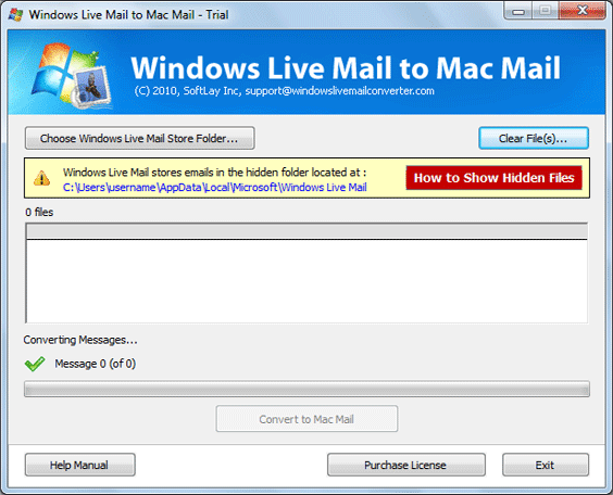 Screenshot af Windows Live Mail to Mac Mail