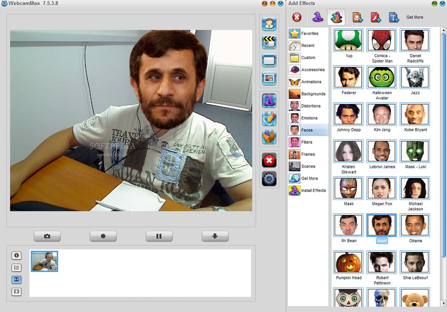 Screenshot af WebcamMax