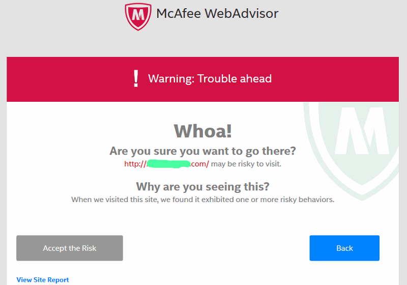 Screenshot af McAfee WebAdvisor