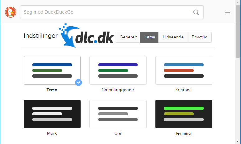 Screenshot af DuckDuckGo
