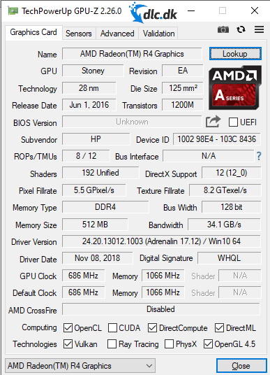 Screenshot af GPU-Z