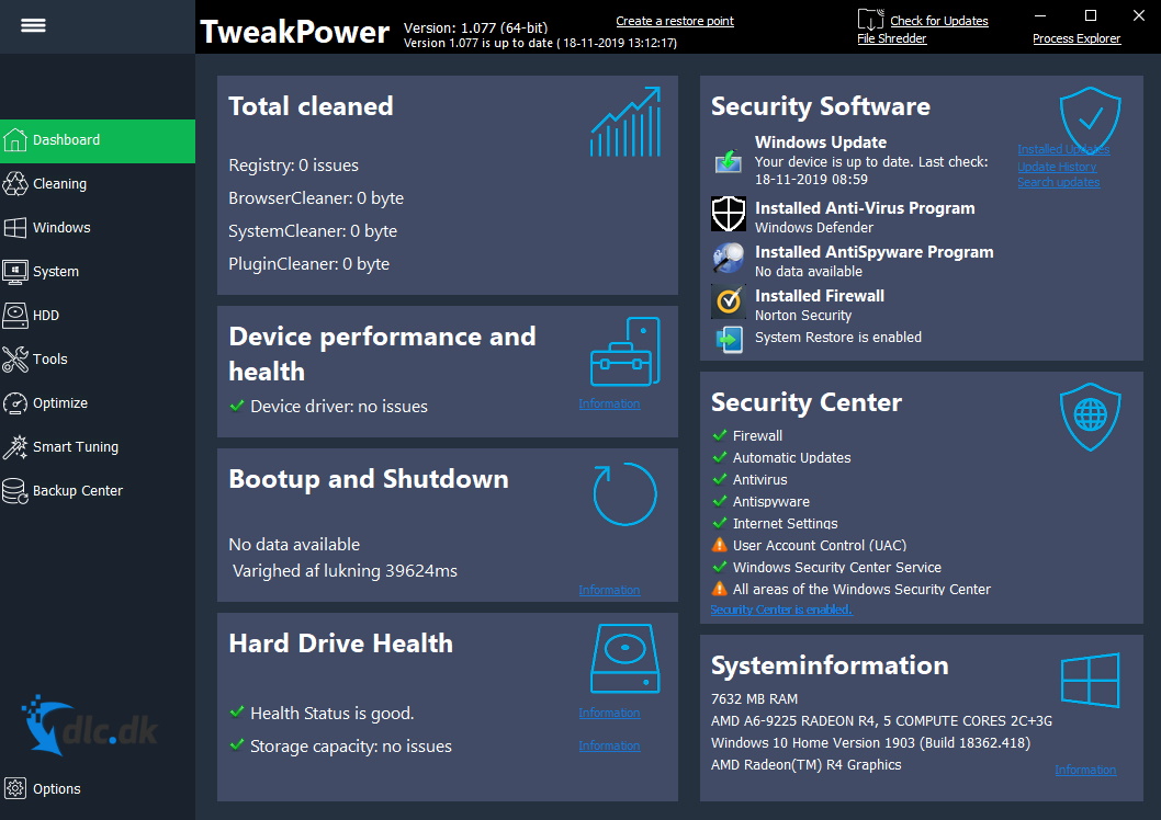 Screenshot af TweakPower