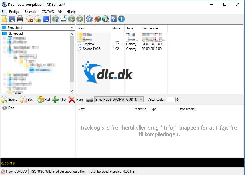 Screenshot af CDBurnerXP