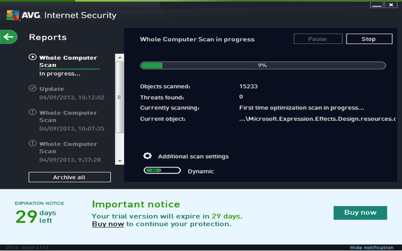 Screenshot af AVG Anti-Virus plus Firewall