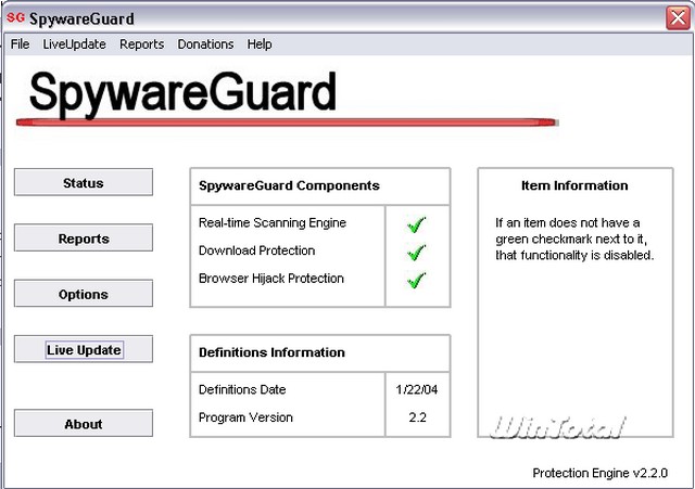 Screenshot af SpywareGuard