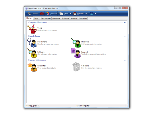 Screenshot af SiSoftware Sandra Lite