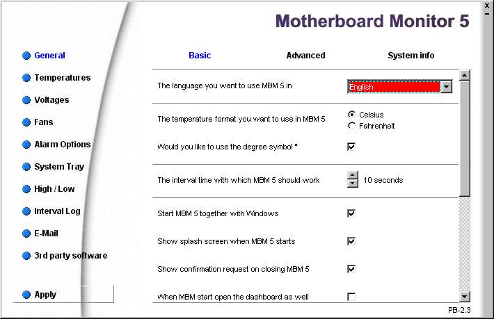 Screenshot af Motherboard Monitor