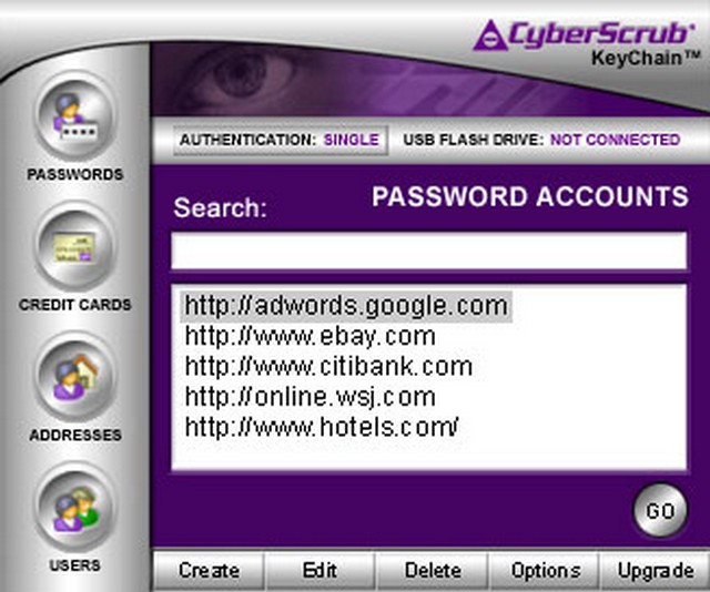 Screenshot af CyberScrub KeyChain