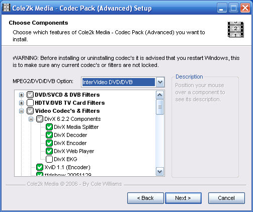 Screenshot af Cole2k Media Codec Pack Advanced