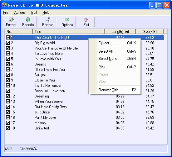 Screenshot af Free CD to MP3 Converter