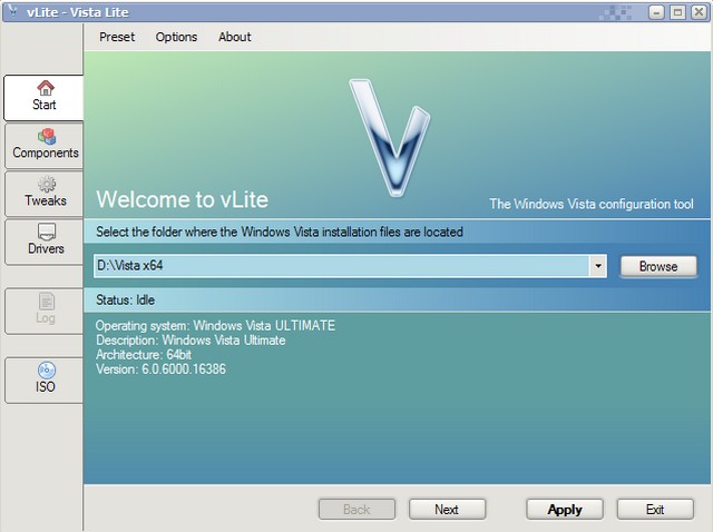 Screenshot af vLite (Vista Lite)